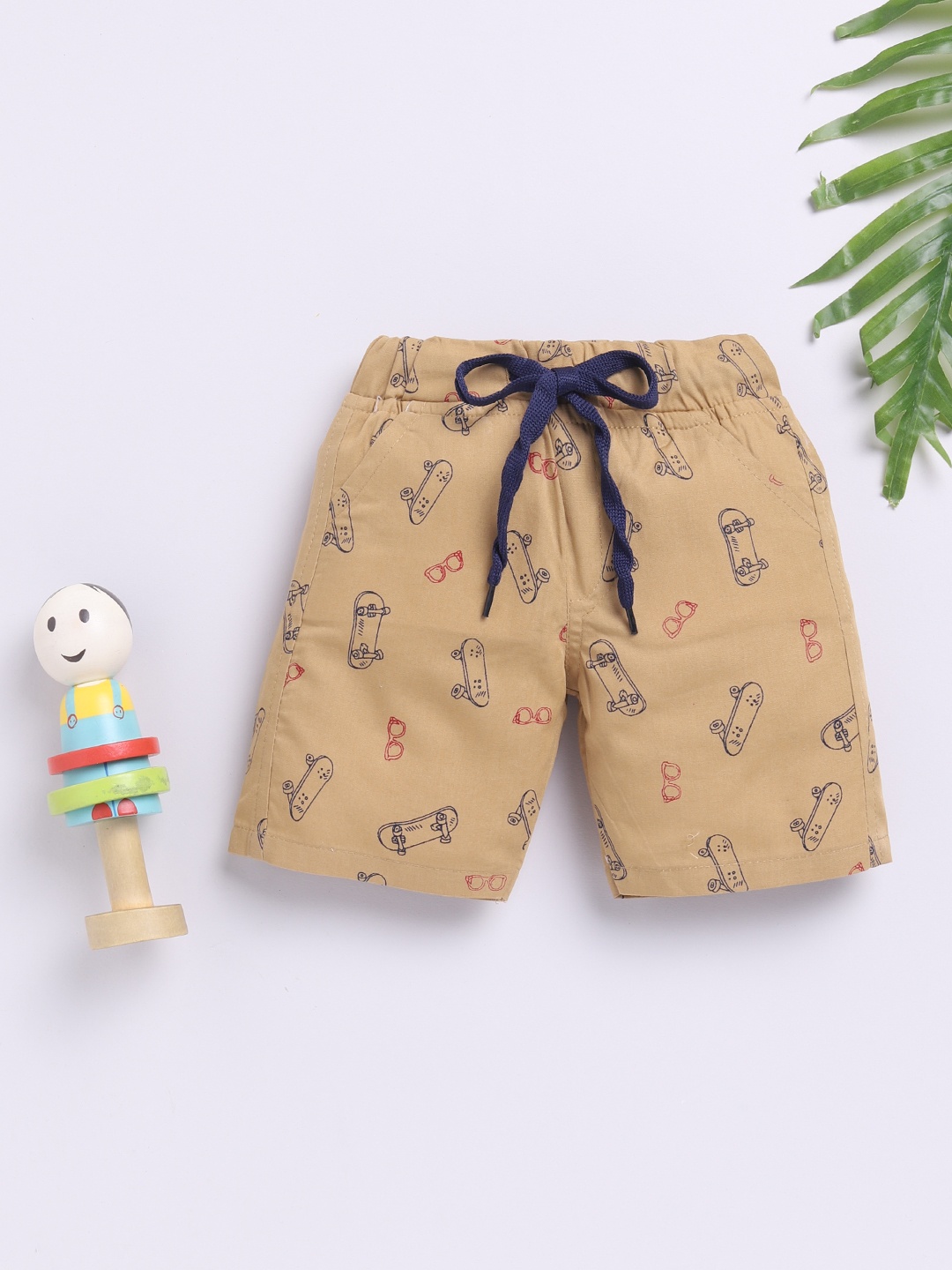 

Here&Now X Denikid Boys Conversational Printed Pure Cotton Shorts, Beige