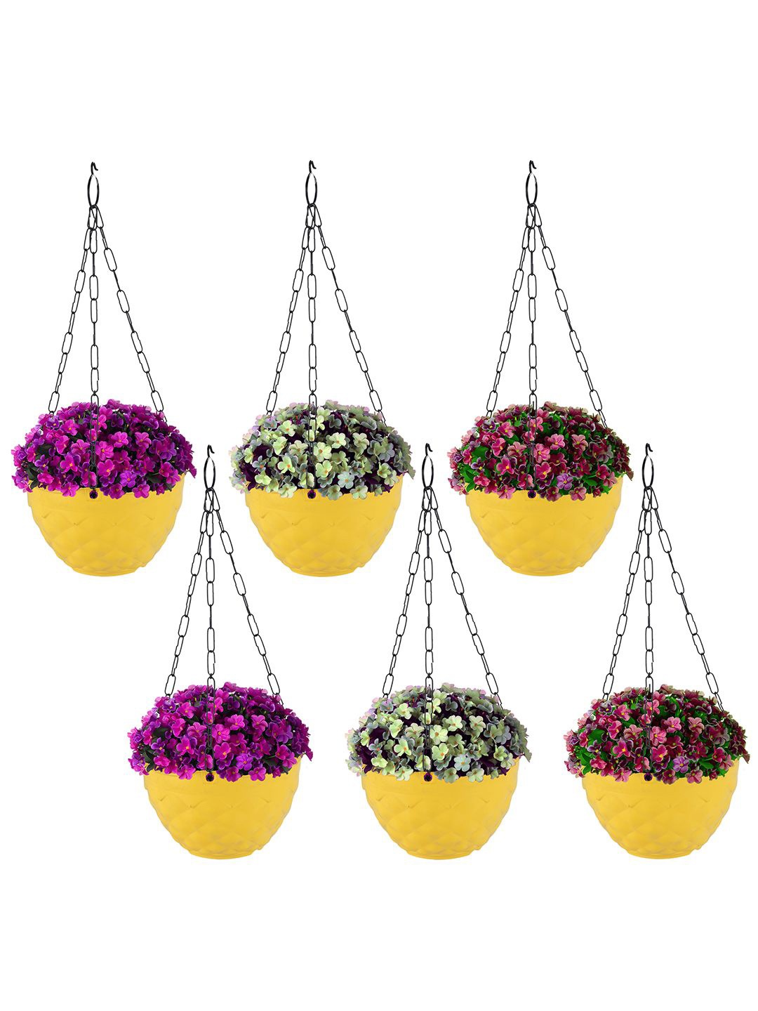 

Kuber Industries Yellow 6 Pieces Textured Durable Hanging Planters