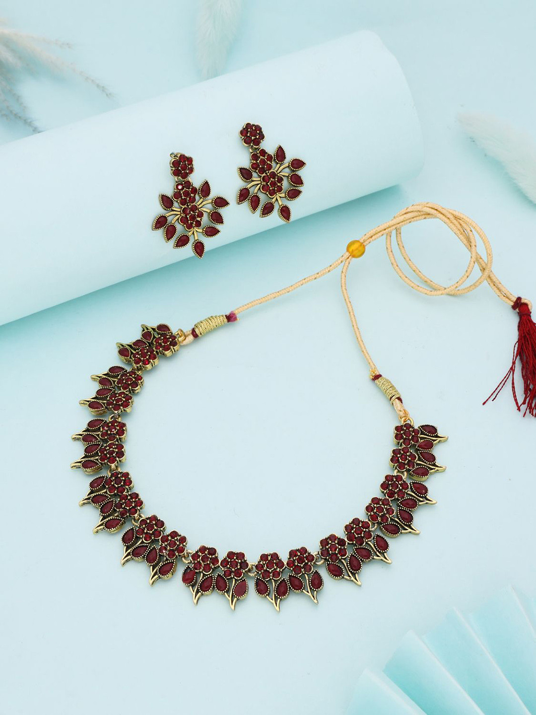 

Anouk Silver-Plated American Diamond Studded Jewellery Set
