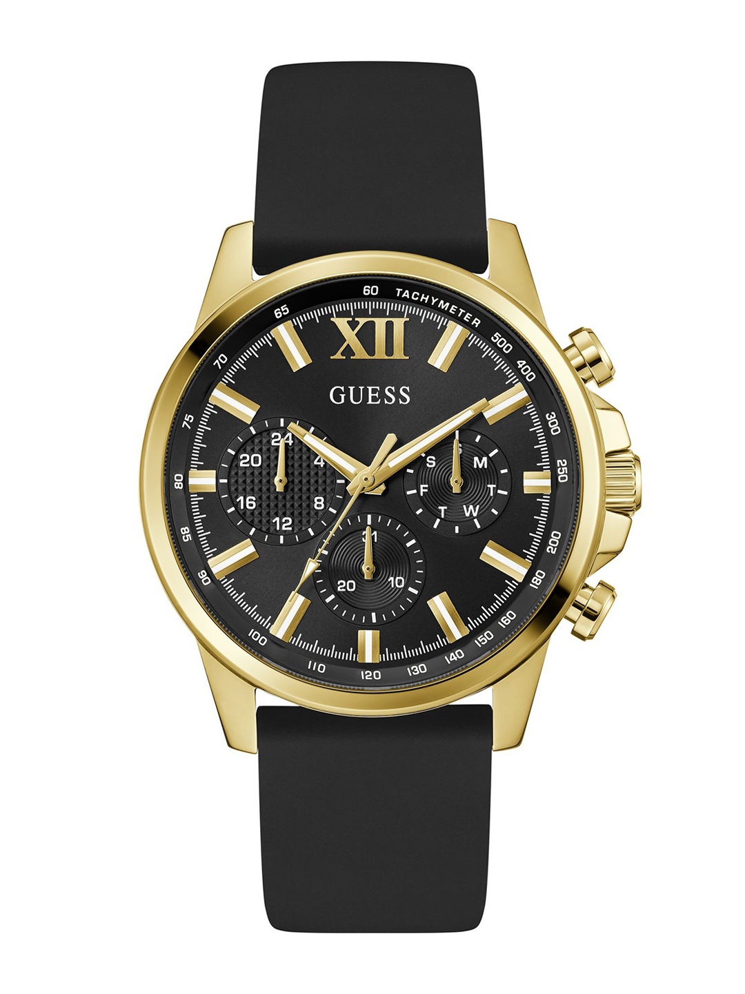 

GUESS Men Embellished Dial & Straps Analogue Watch GW0913G2, Black