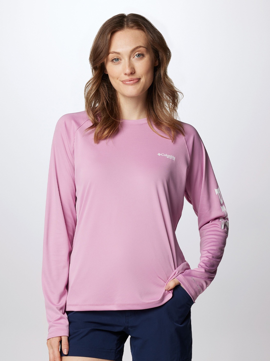 

Columbia Women Typography Printed Round Neck T-shirt, Pink