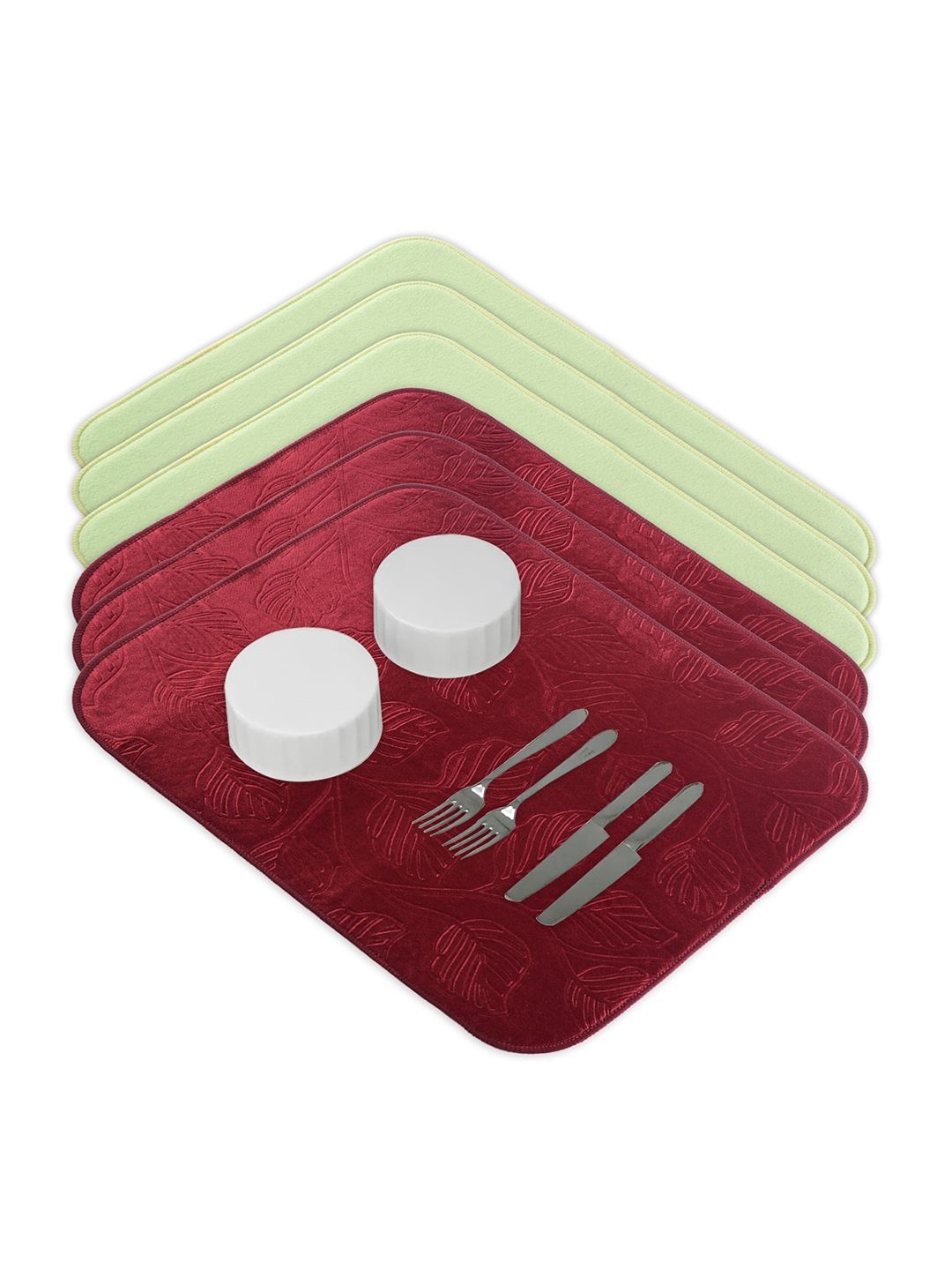 

Kuber Industries 6-Pc Maroon & Green Non Slip Dish Drying Mats