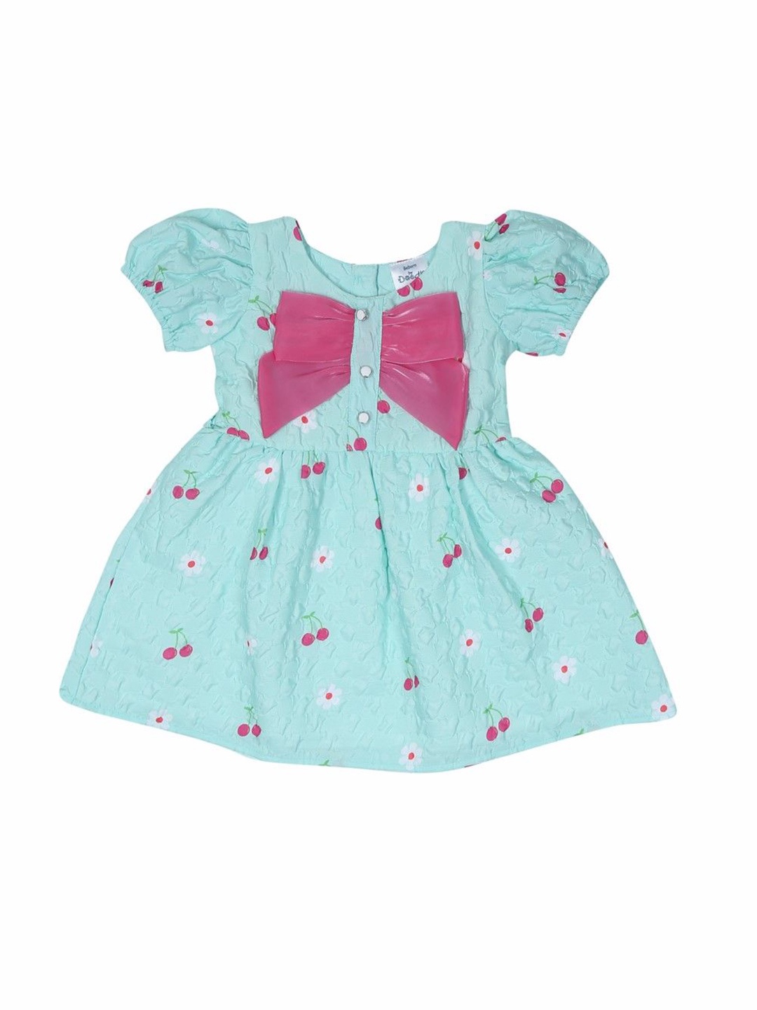 

Doodle Girl Floral Print Puff Sleeves Bow Detail Fit & Flare Dress, Blue