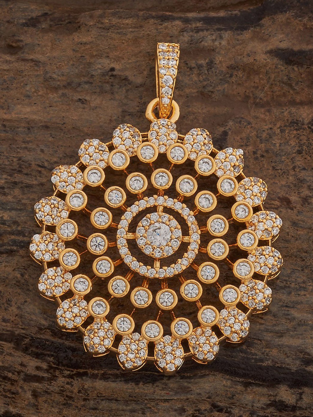 

Kushal's Fashion Jewellery Gold-Plated Contemporary Zircon Studded Pendant