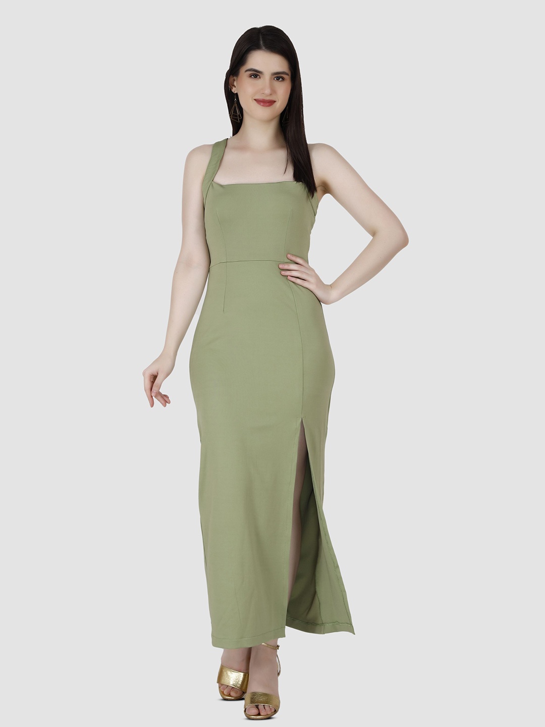 

Misverse Women Sleeveless Maxi Dress, Green