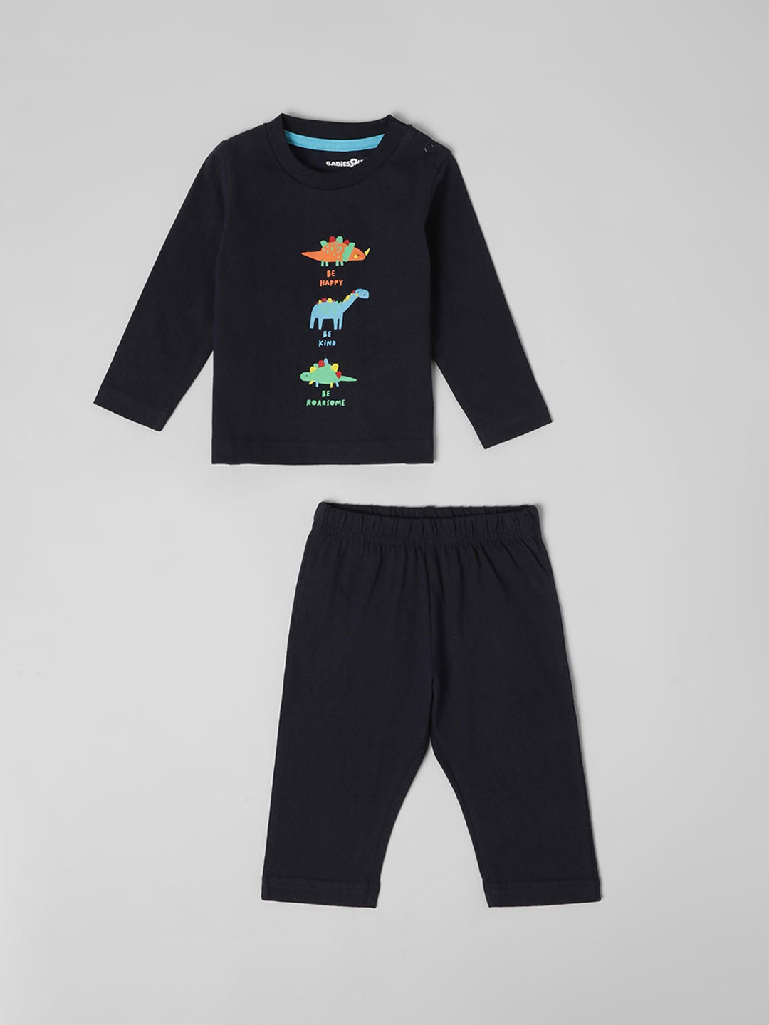 

Babies R Us Boys Printed Pure Cotton T-shirt with Trousers, Navy blue