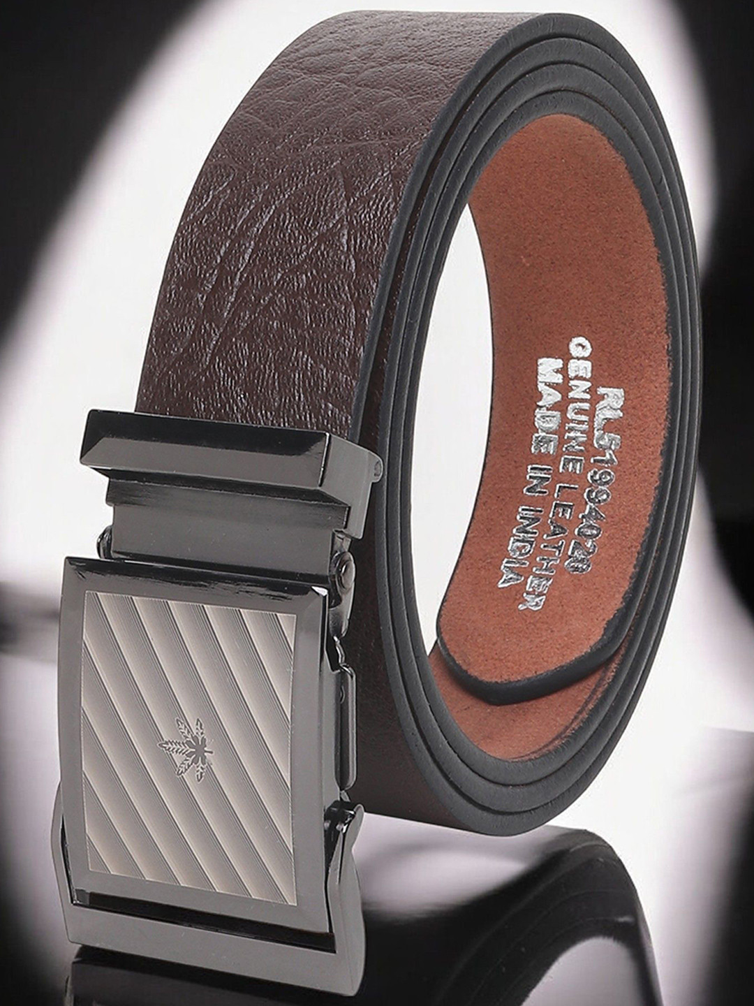 

Metronaut Men Textured Leather Belt, Brown