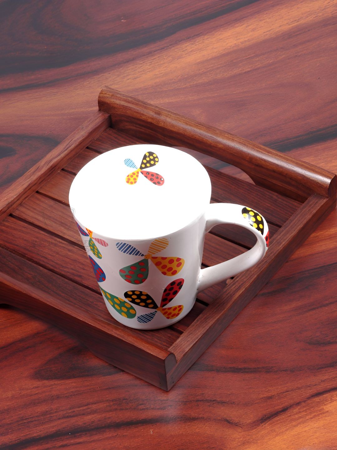 

Creation India Craft Brown Wooden Serving Tray With Round Handles