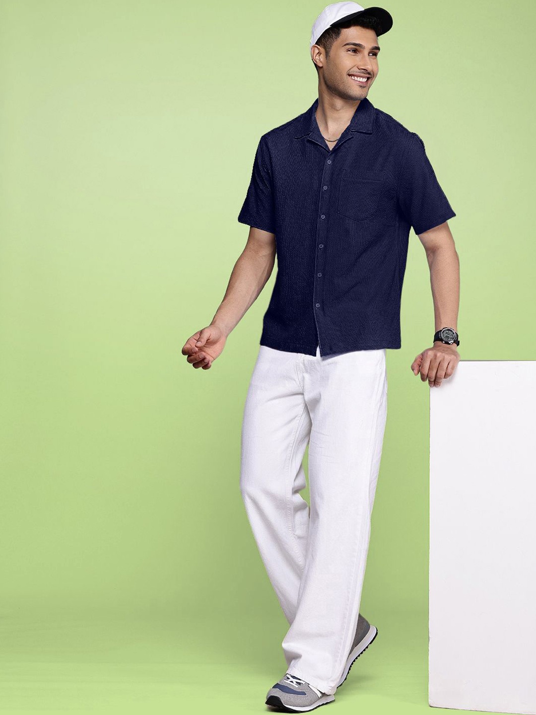 

Moda Rapido Men Standard Opaque Casual Shirt, Navy blue