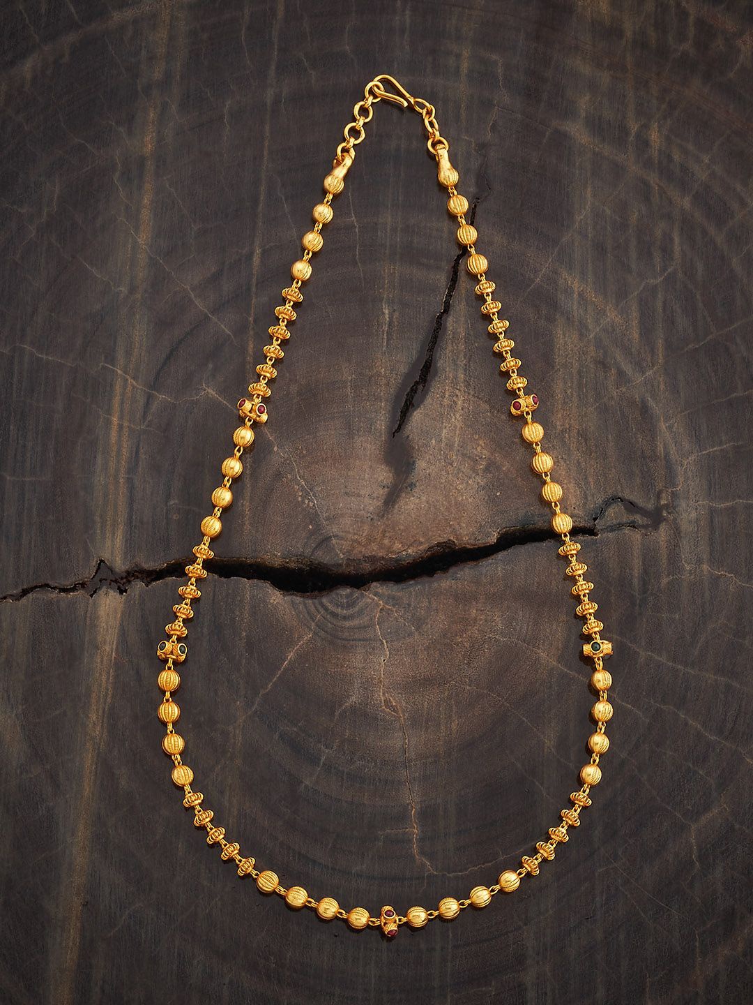 

Kushal's Fashion Jewellery 92.5 Sterling Silver Gold-Plated Stones Studded & Beaded Chain