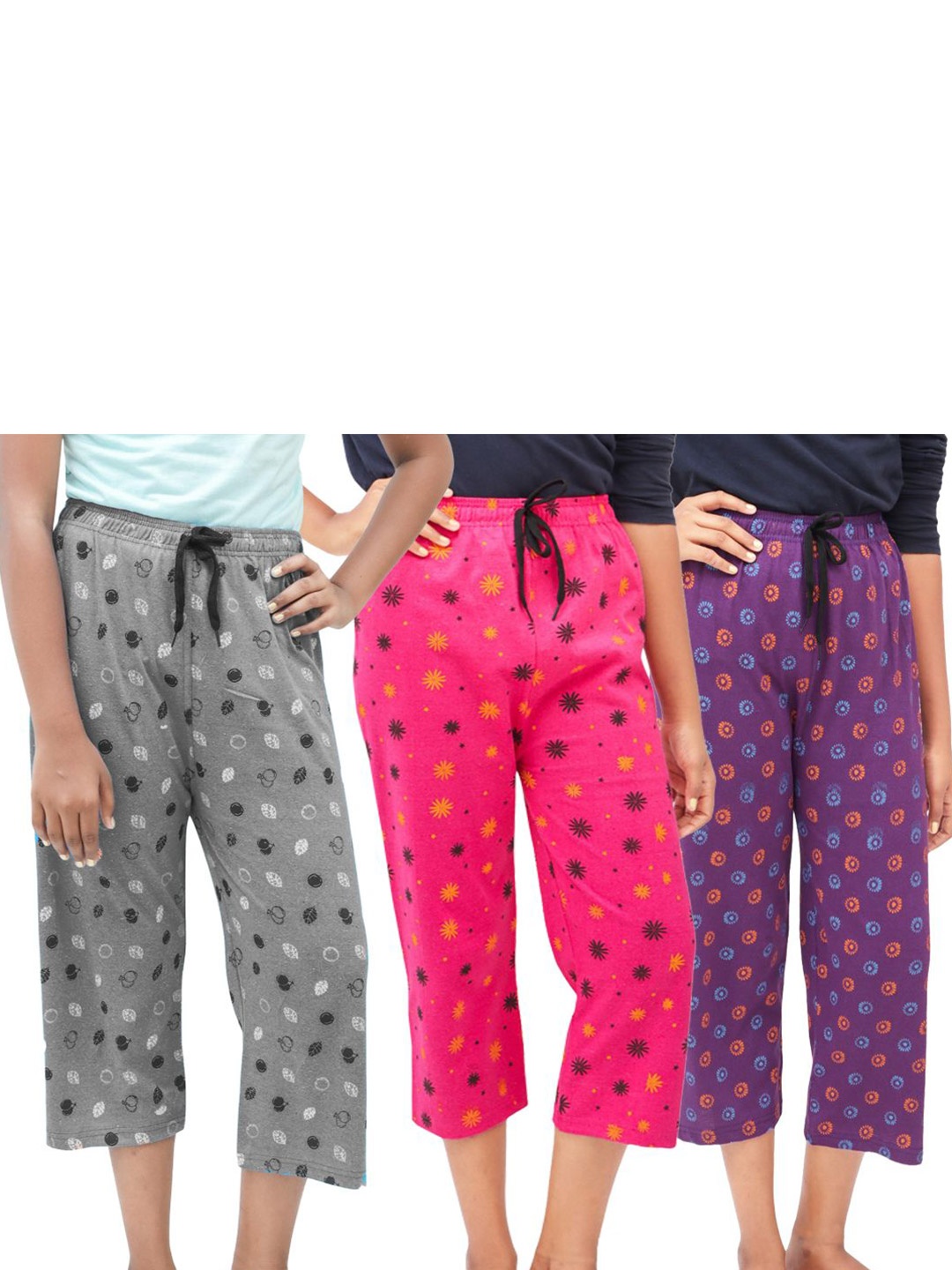 

AFRA GARMENTS Women Printed Capris, Rose
