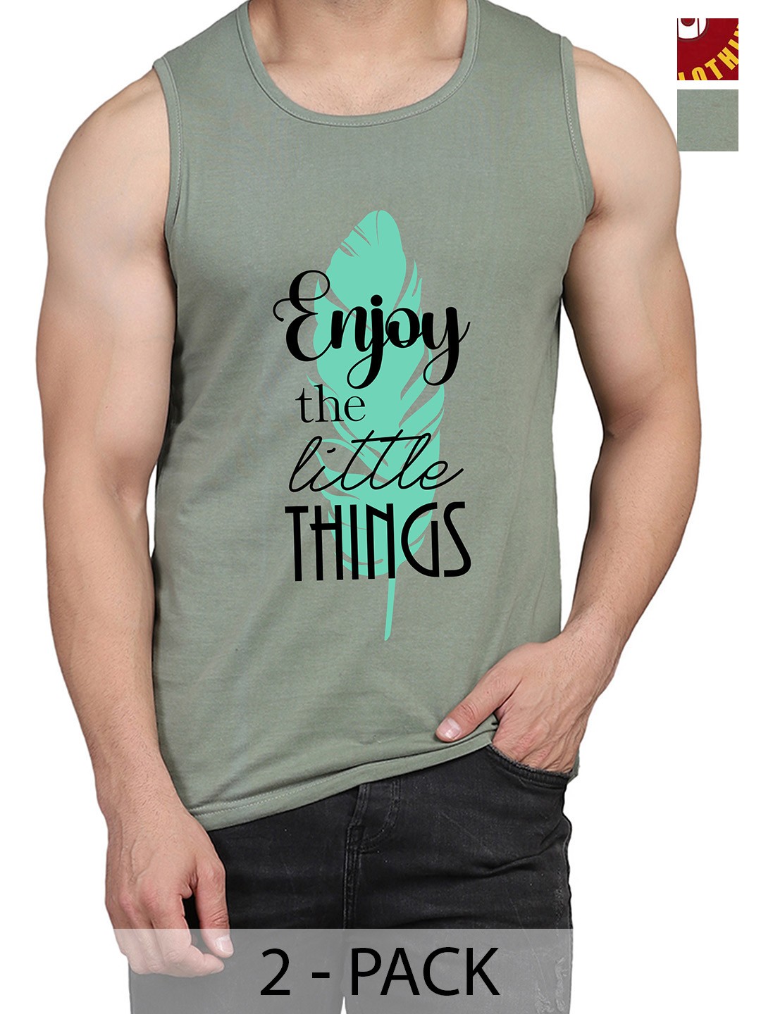 

WOOSTRO Pack Of 2 Printed Gym Vests RS26 (ENJOY LGTGREEN)(98 MAROON), Green