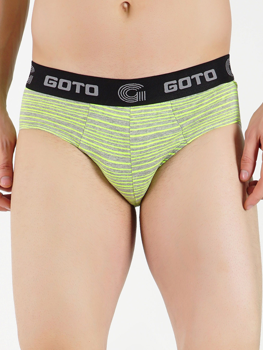 

GOTO Striped Hipster Briefs, Green