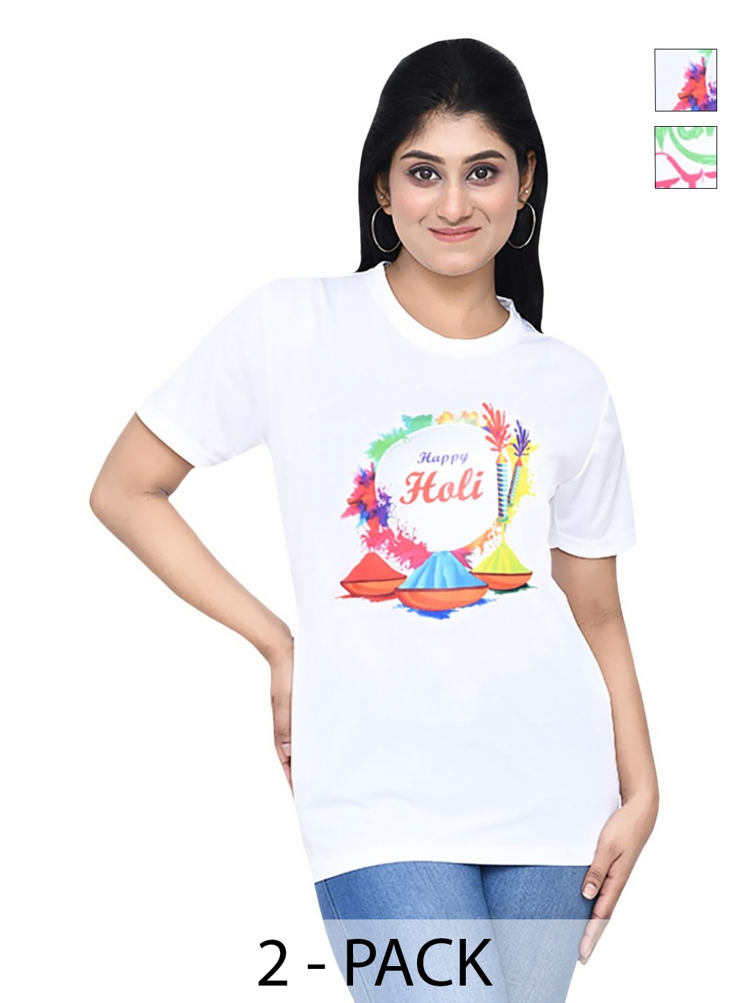 

RAPL Women 2 Printed Applique T-shirt, White
