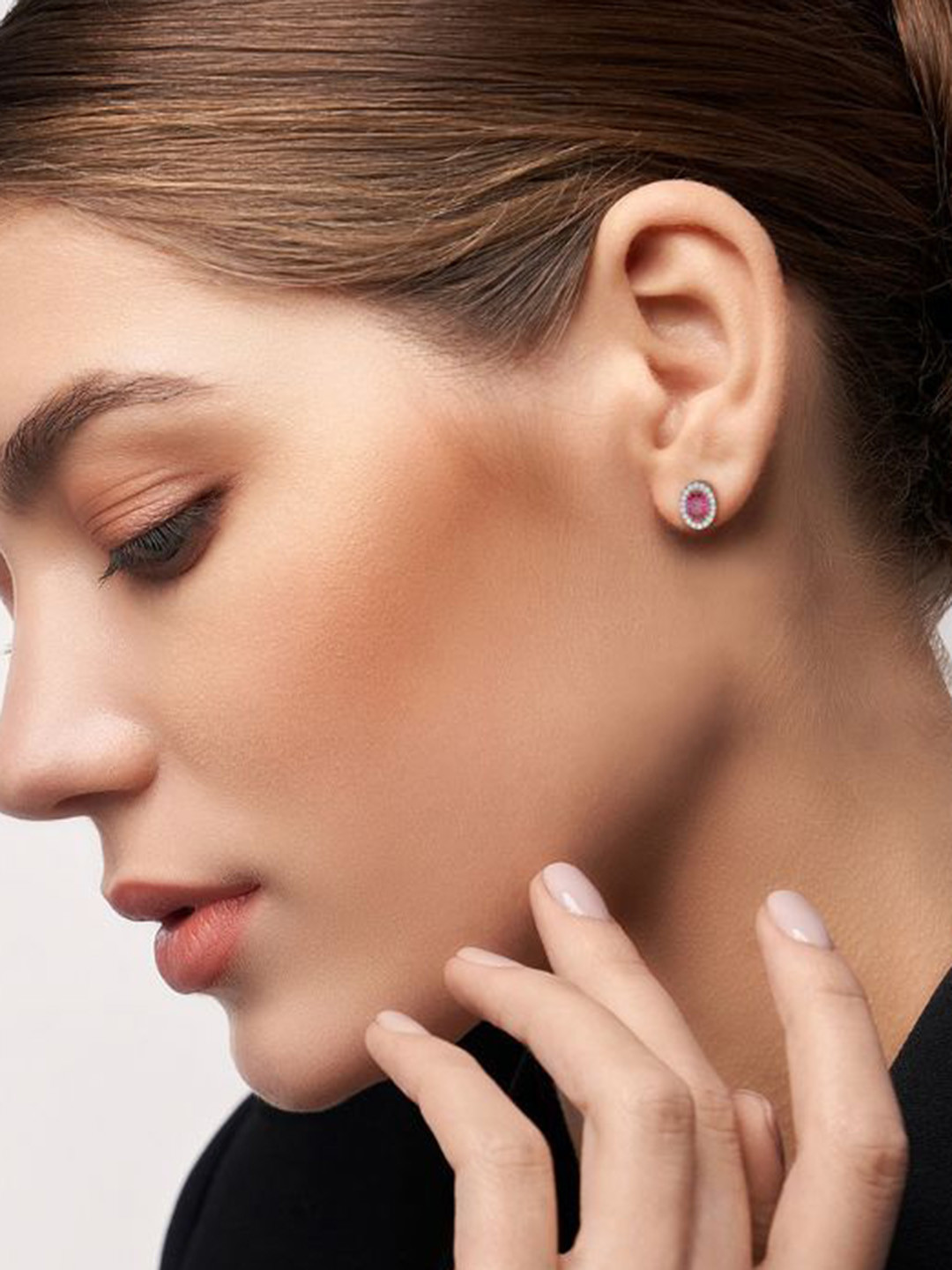 

Emori Vintage Ruby Lab Grown Diamond Studs, White