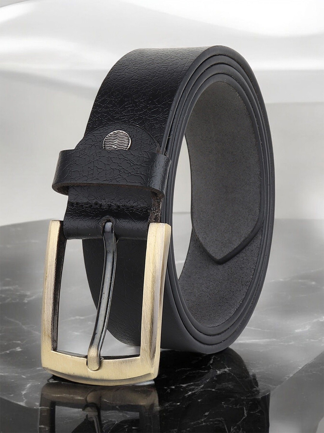 

Metronaut Men Textured Leather Formal Belt, Black