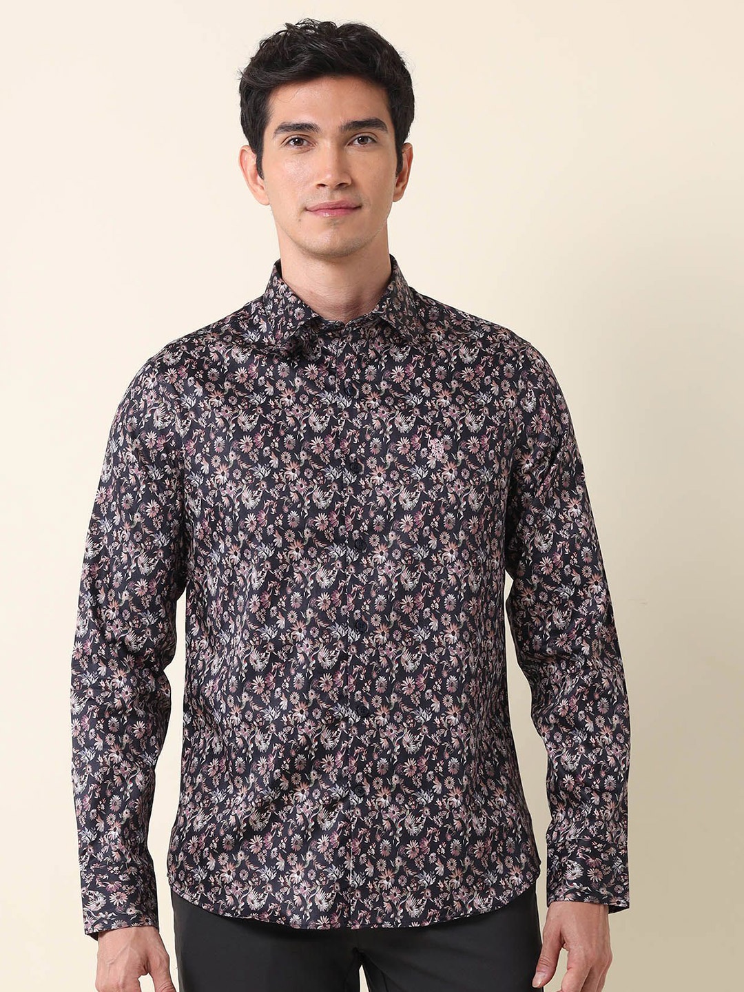 

U.S. Polo Assn. Men Classic Tailored Fit Floral Opaque Printed Formal Shirt, Blue