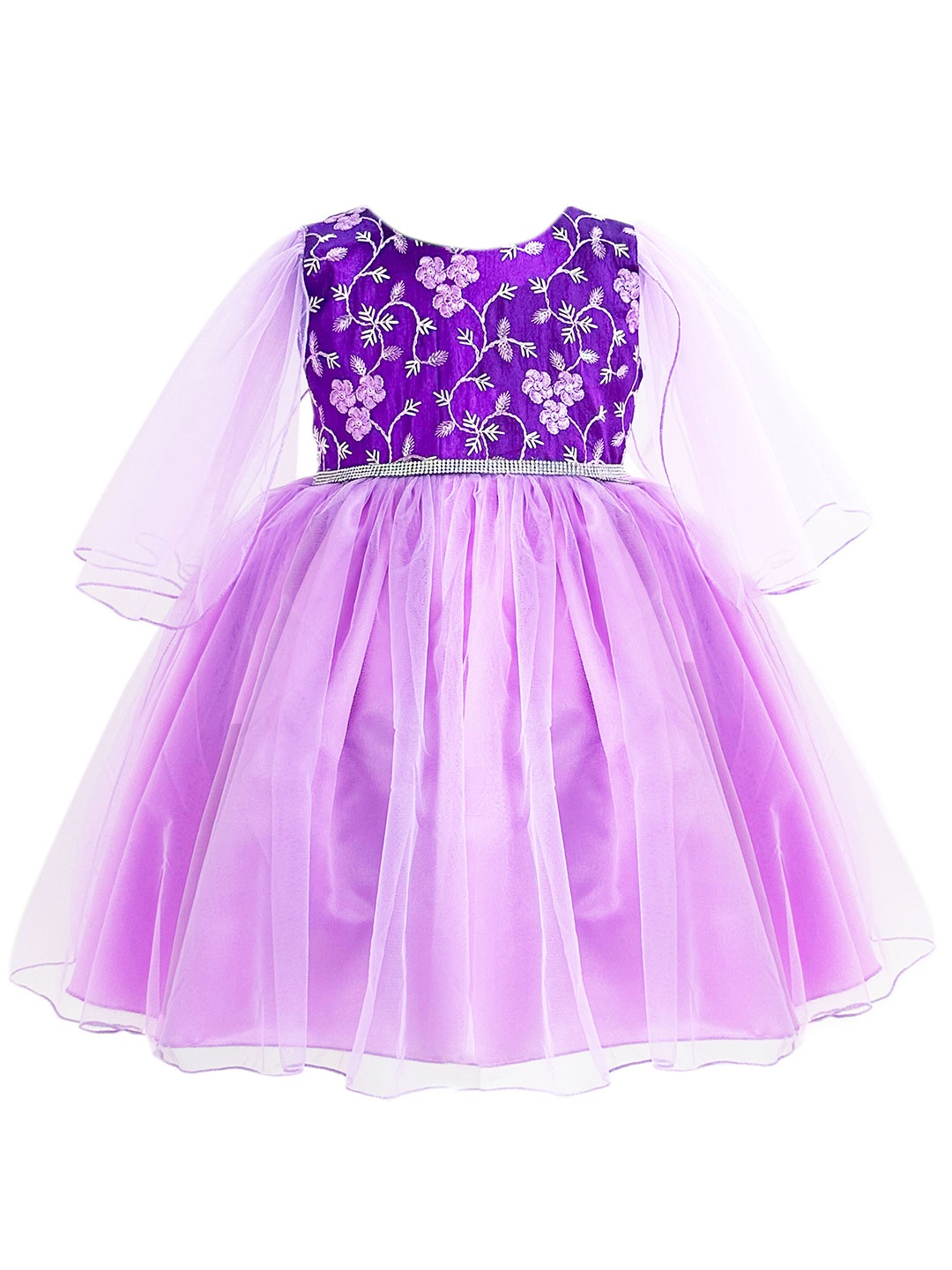 

STANWELLS KIDS Floral Net Fit & Flare Dress, Lavender