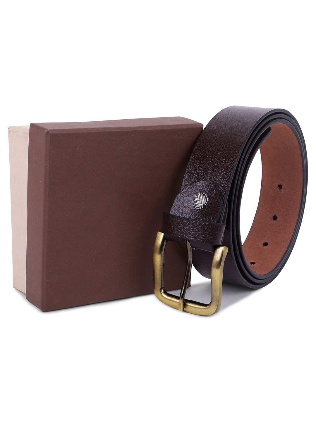

Metronaut Men Textured Leather Formal Belt, Brown