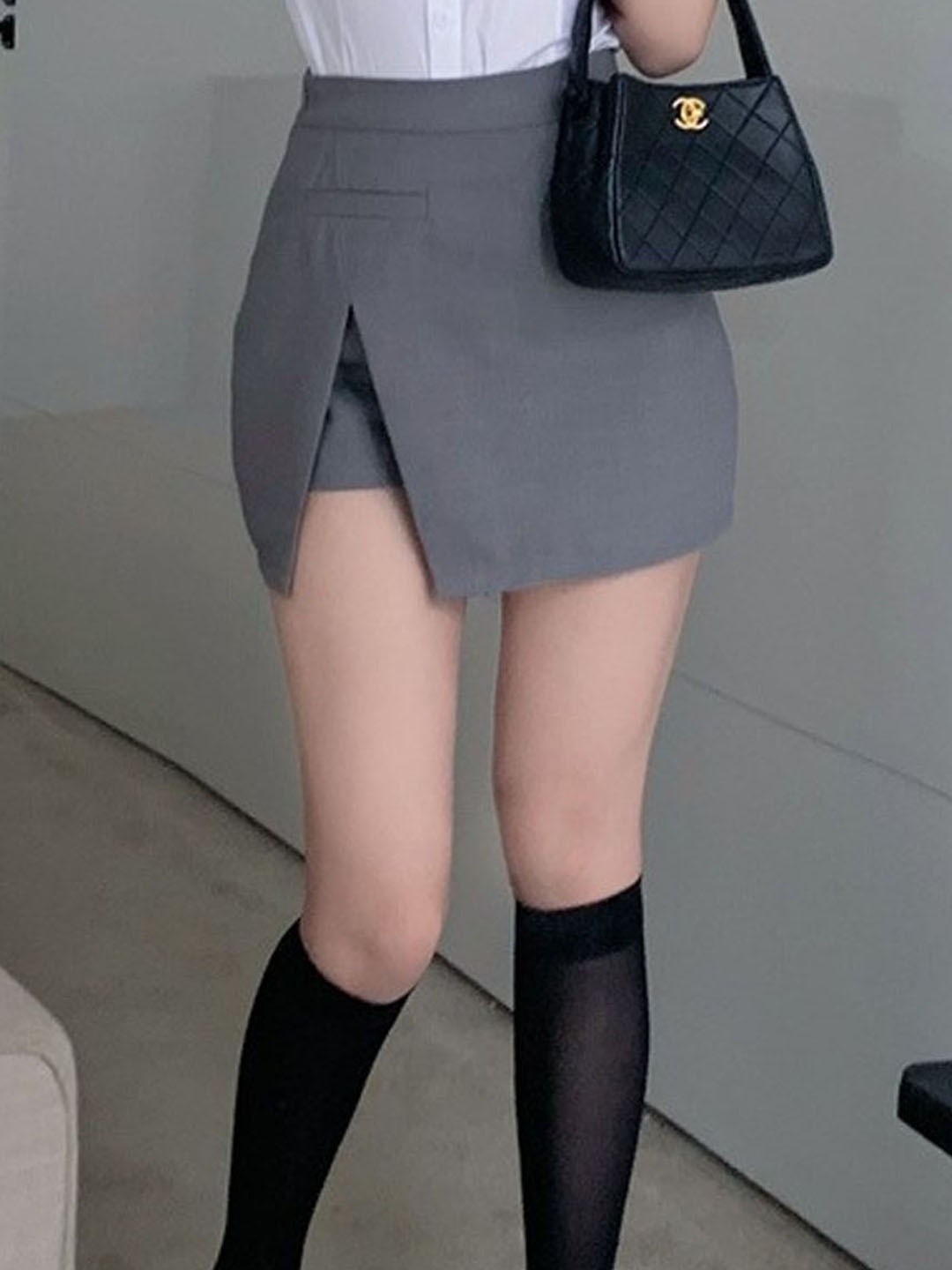 

StyleCast High Rise Mini Skorts, Grey