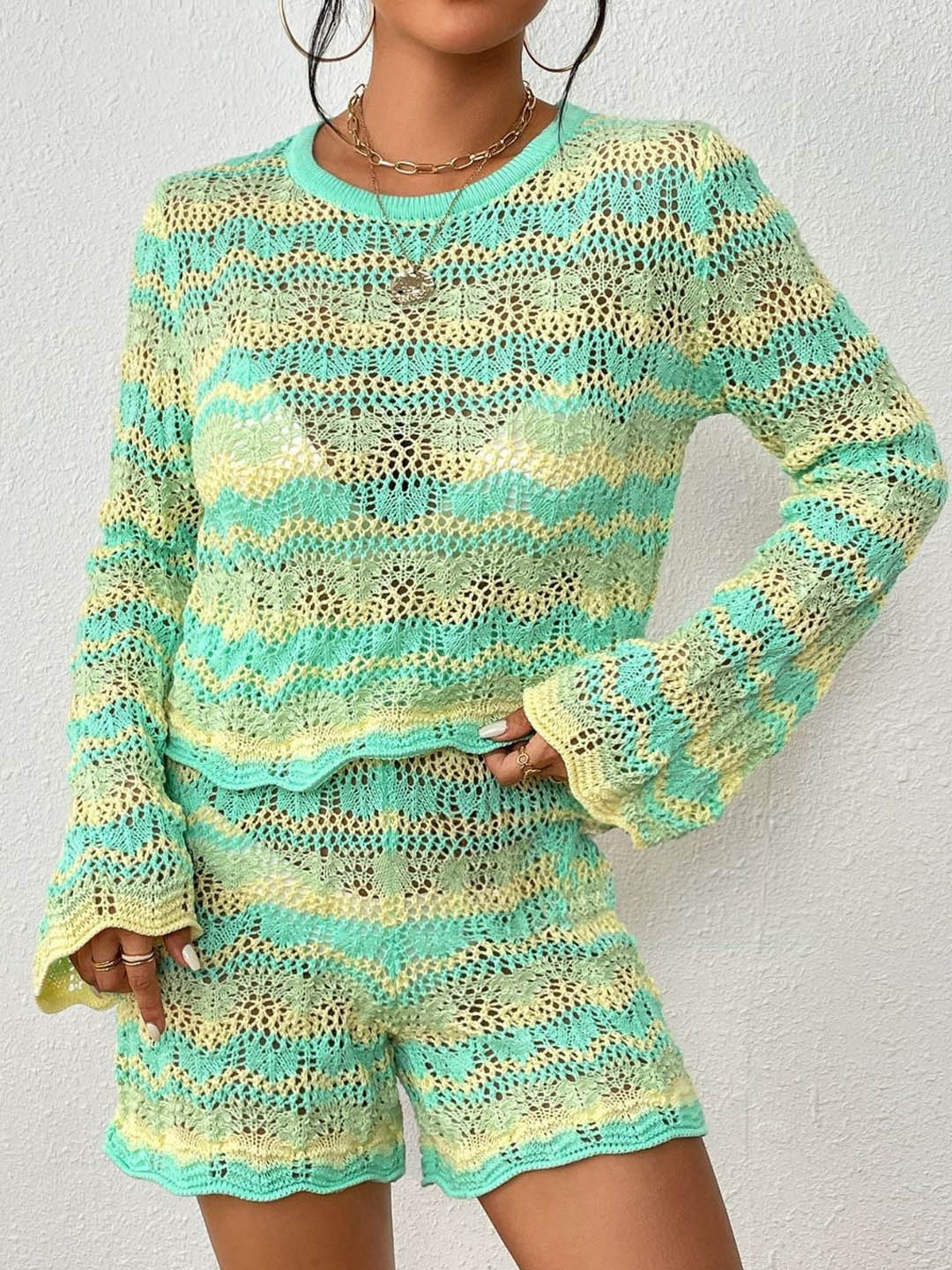 

Oh Rare Knitted Sweatshirt And Shorts, Green