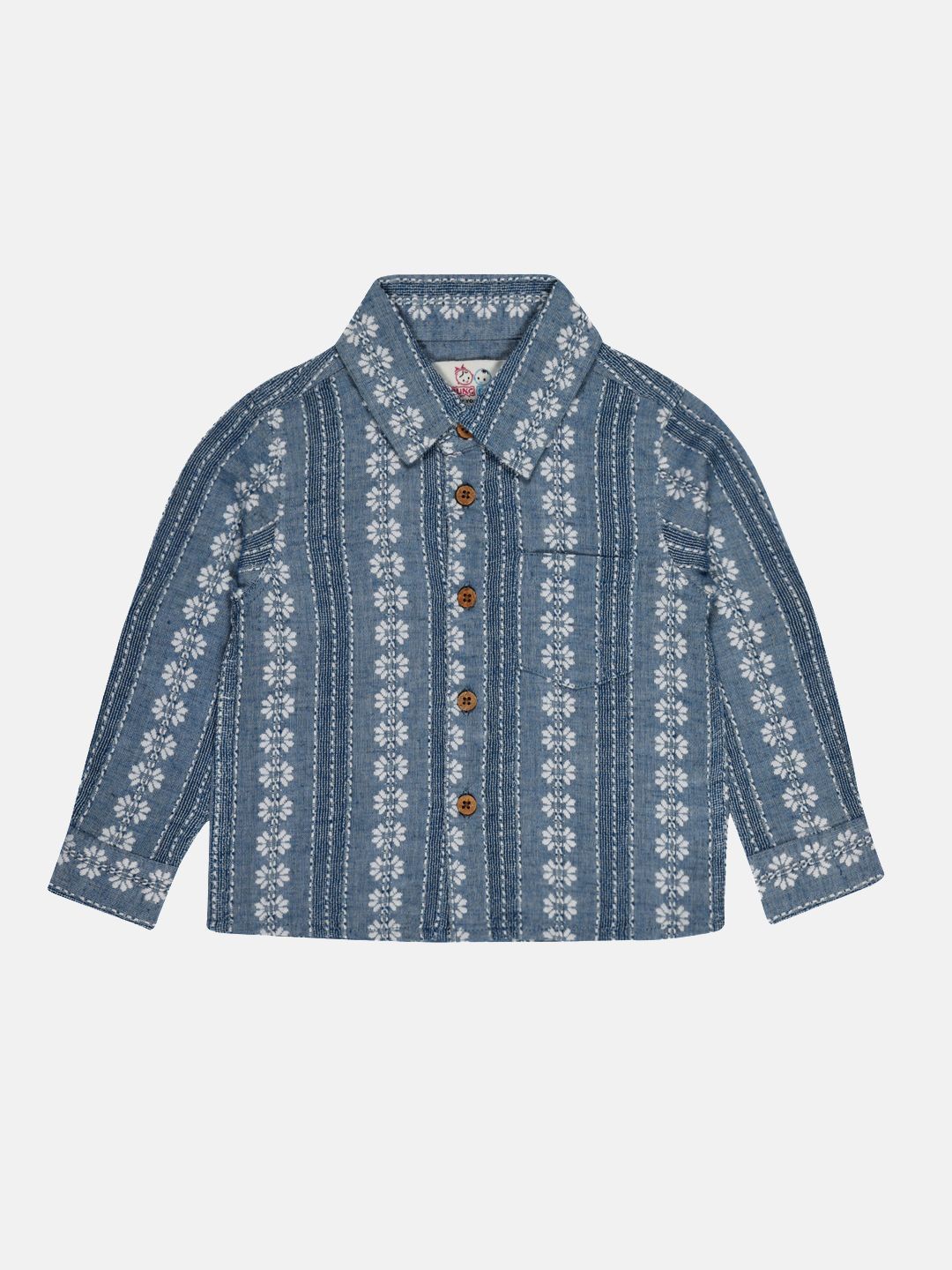 

YOUNG BIRDS Boys Opaque Printed Casual Shirt, Blue