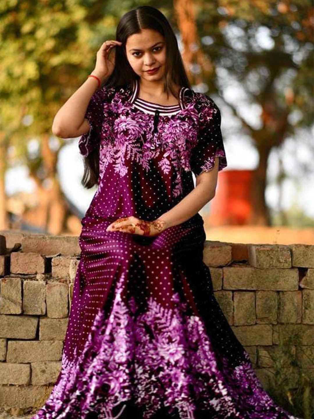 

PR PINK ROYAL Printed Maxi Nightdress, Purple
