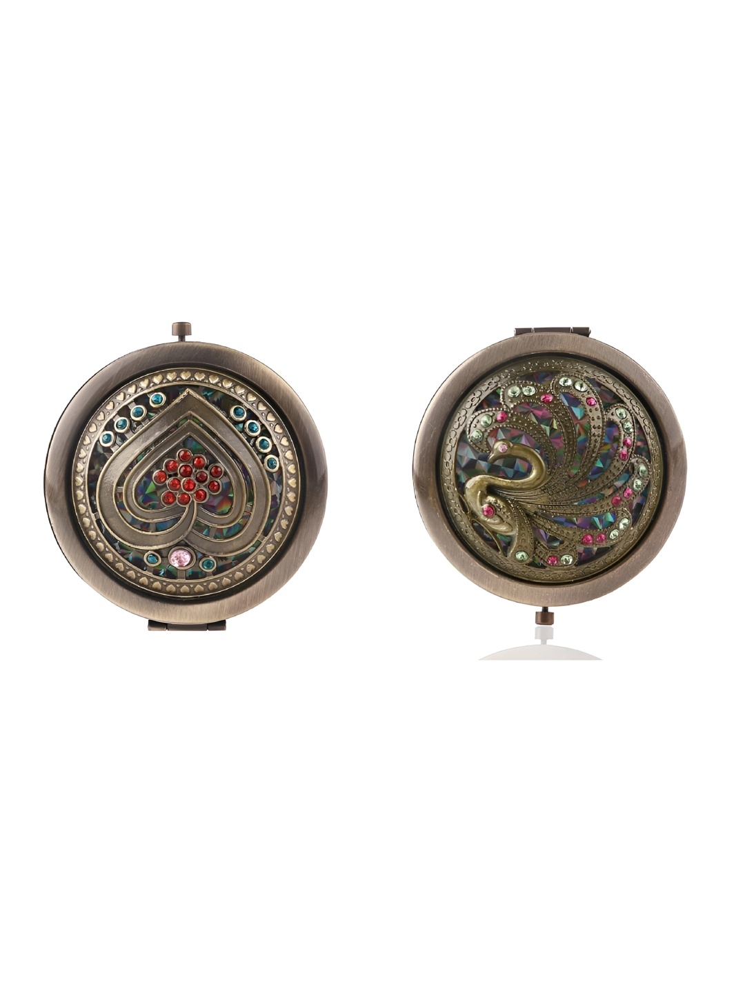 

Baskety Brown 2 Pcs Compact Hand Mirror, Multi