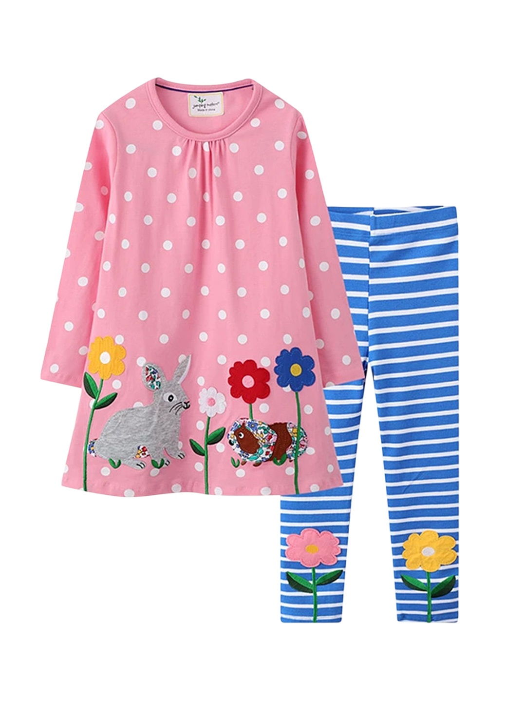 

LULU & SKY Girls Printed Night suit, Pink