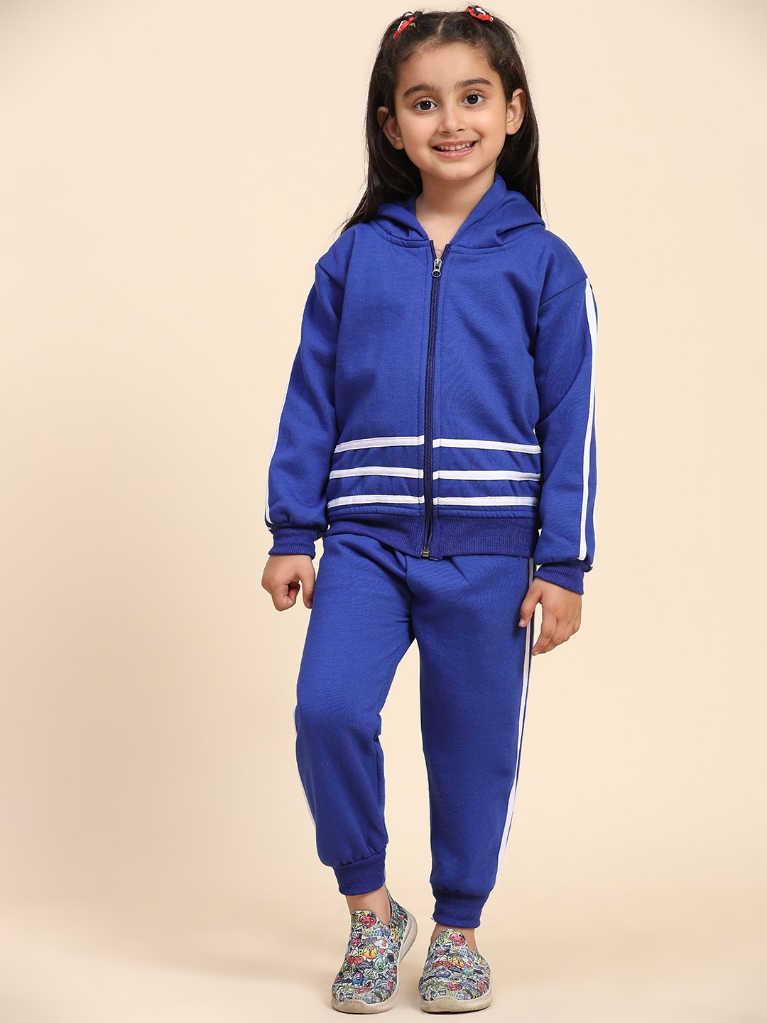 

MAYNEISHA Kids Striped Hooded Sweatshirt With Jogger, Blue