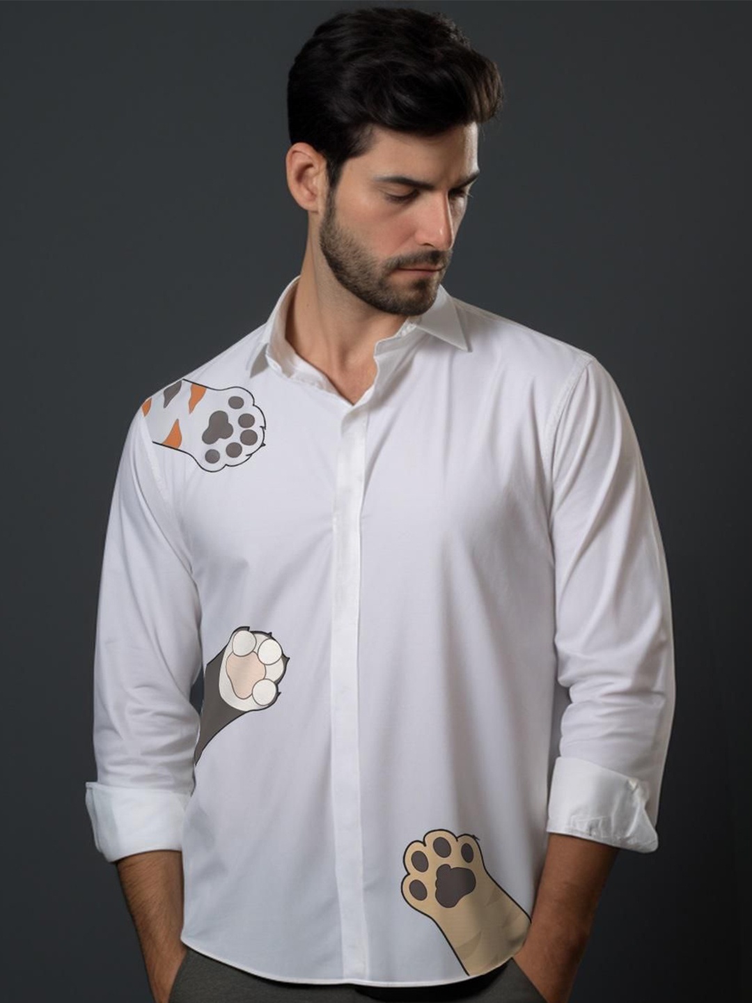 

HE SPOKE Men Smart Tailored Fit Opaque Casual Shirt, White