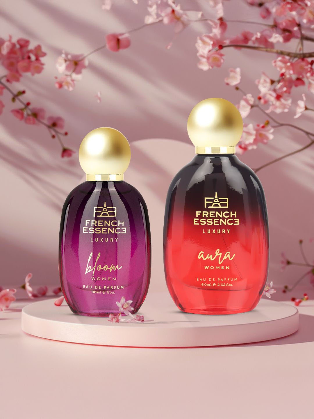 

FRENCH ESSENCE Women Bloom Set Of 2 Long Lasting EDP - 30 ml And Aura EDP - 60 ml, Gold