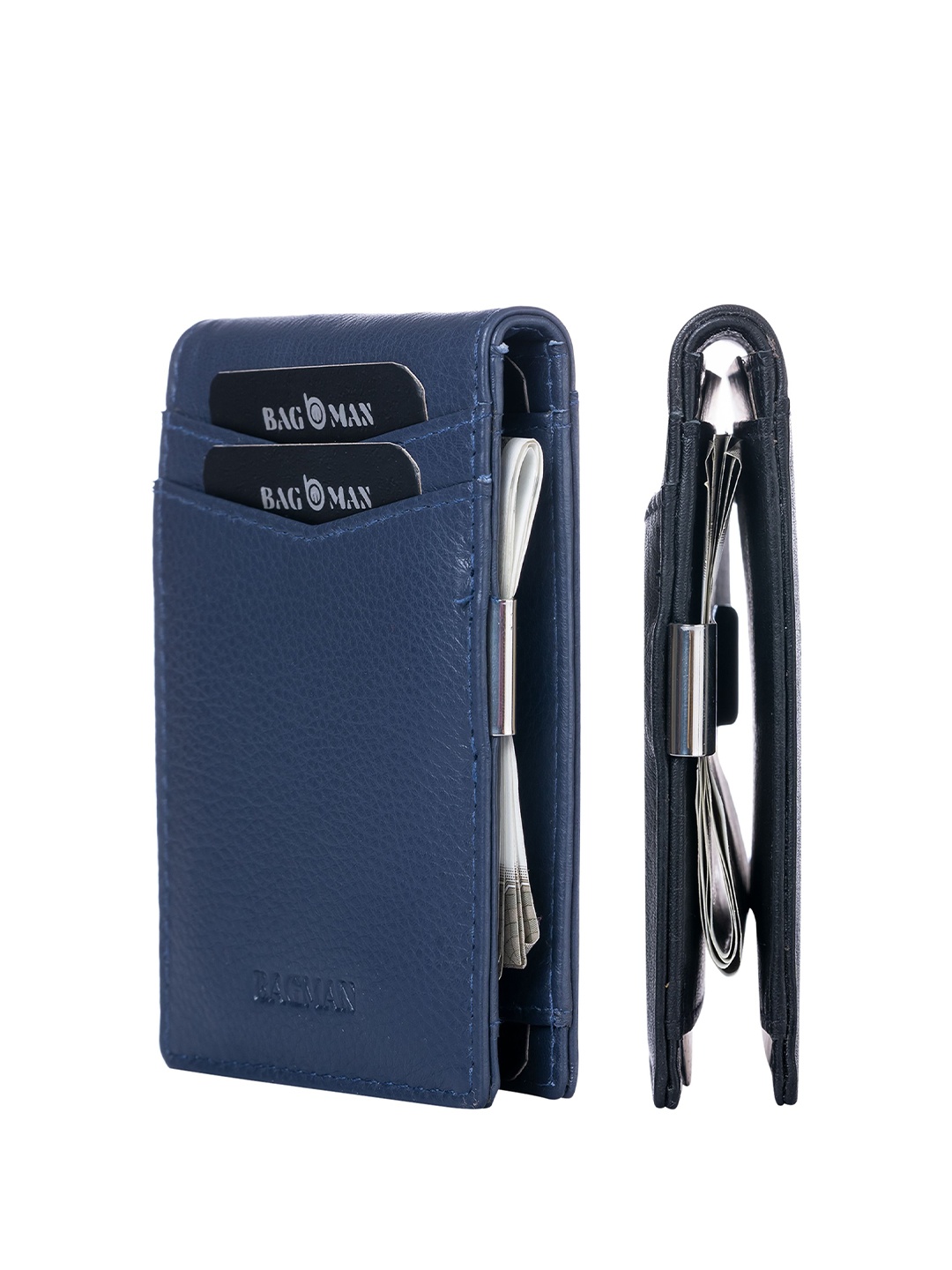 

BAGMAN Men RFID Leather Money Clip, Blue