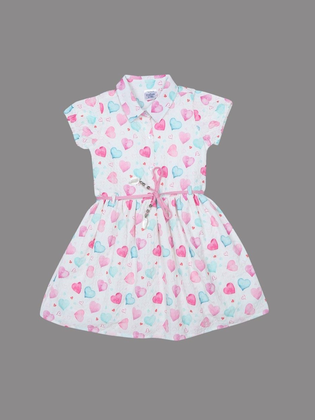 

Doodle Girls Printed Satin Fit & Flare Dress, White