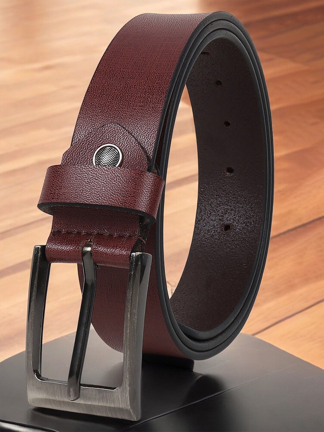 

Metronaut Men Textured Leather Formal Belt, Brown