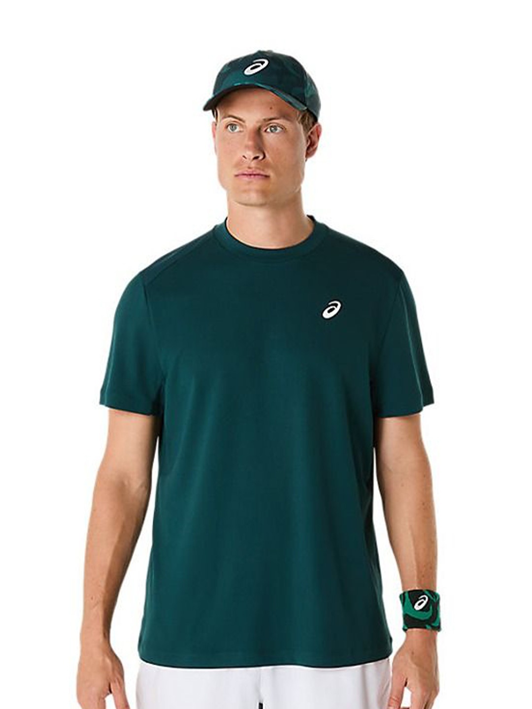 

ASICS Men Solid Round Neck T-shirt, Teal