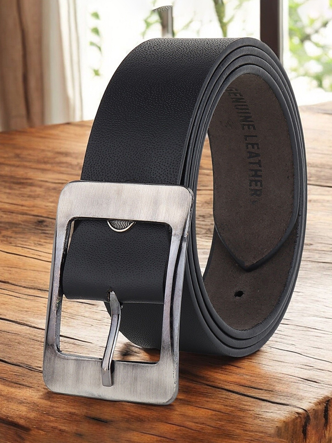 

Metronaut Men Textured Leather Formal Belt, Black