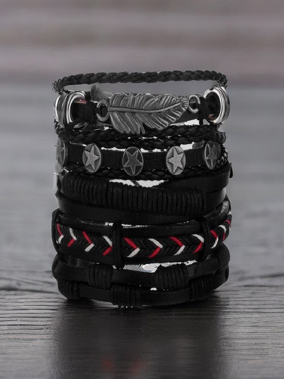 

The Roadster Lifestyle Co Retro Style Woven Cuff Leather Bracelet, Black