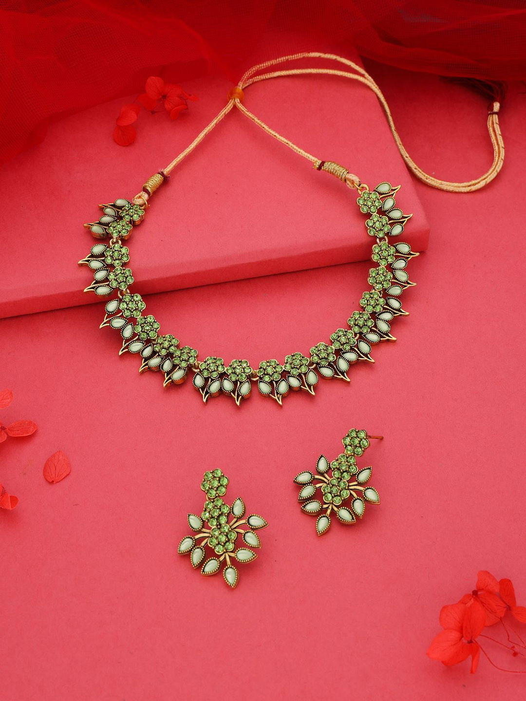 

Anouk Gold-Plated Artificial Stones And Beads Studded Necklace With Earrings