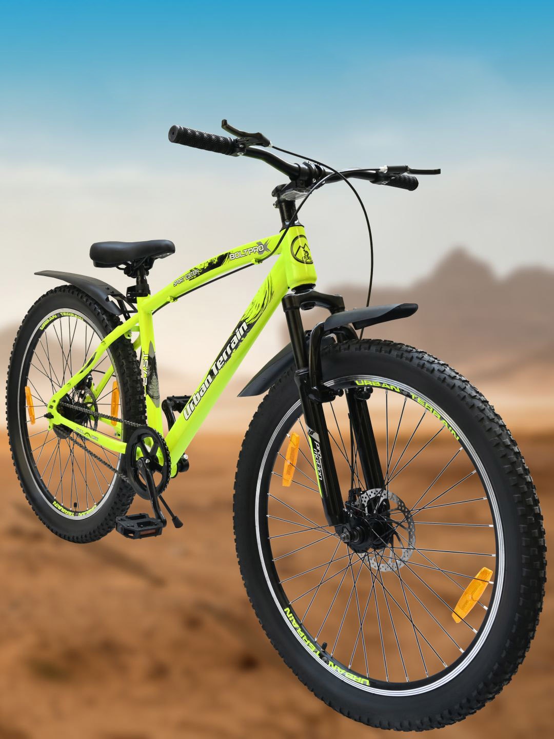 

URBAN TERRAIN Bolt Pro Cycles 27.5T Steel Frame Single Speed Mountain Bike-Green