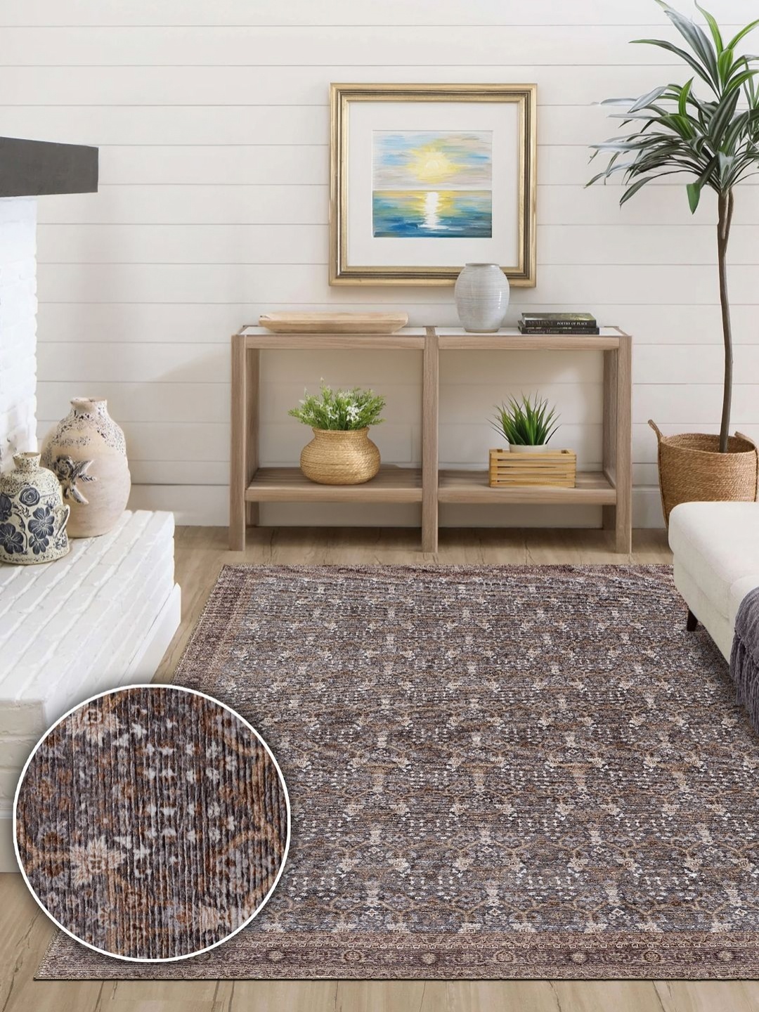 

Kaleen India Grey Traditional Anti-Skid Polyester Carpet