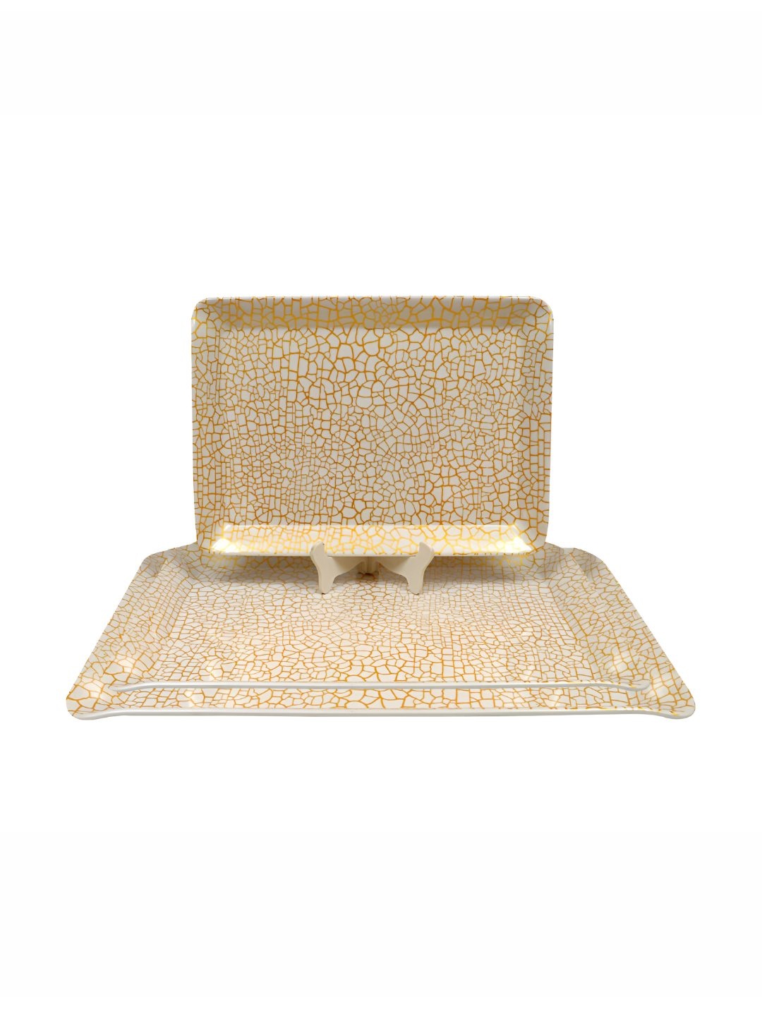 

ARIYA White & Gold Toned 3 Pieces Printed Melamine Serving Trays