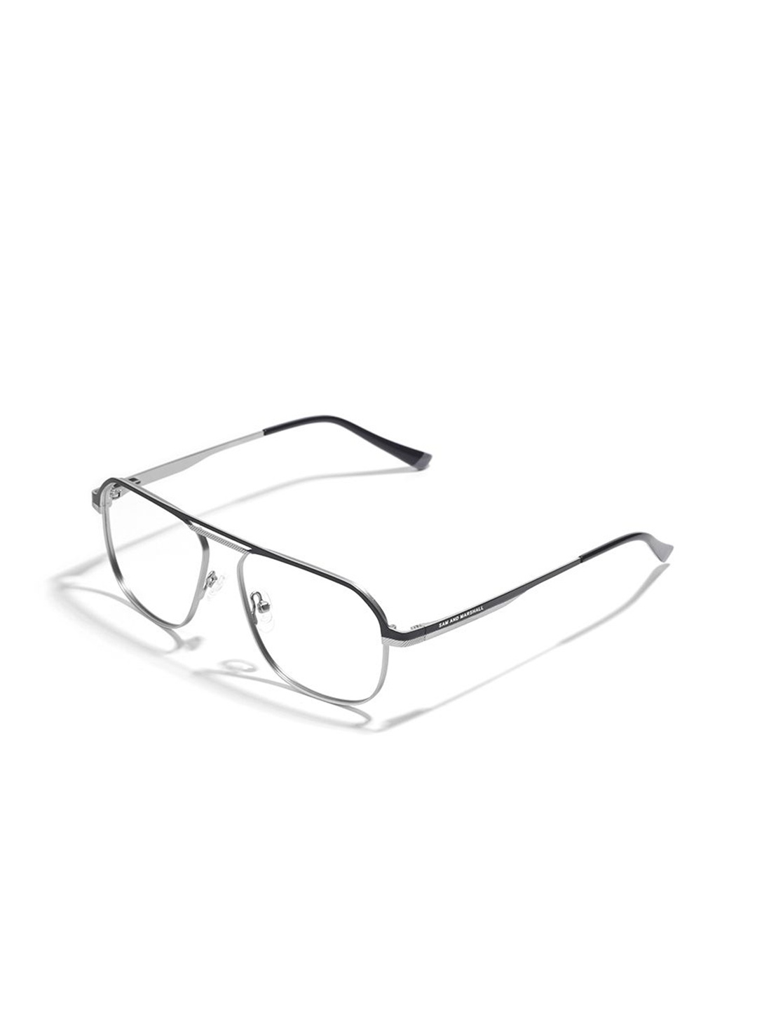 

SAM & MARSHALL Gallium Silver-toned & Black Full Rim Glasses Square Frames