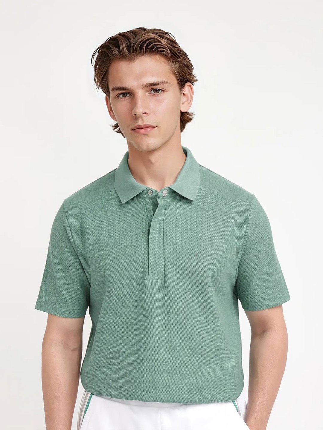 

RARE RABBIT Men Polo Collar Pockets T-shirt, Green