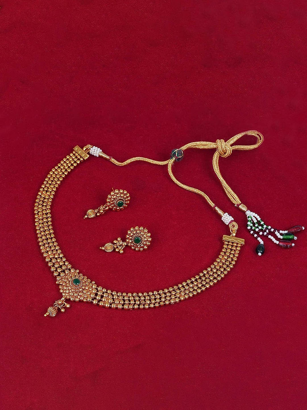 

ROFARWORD Gold-Plated Cubic Zirconia Studded Jewellery Set