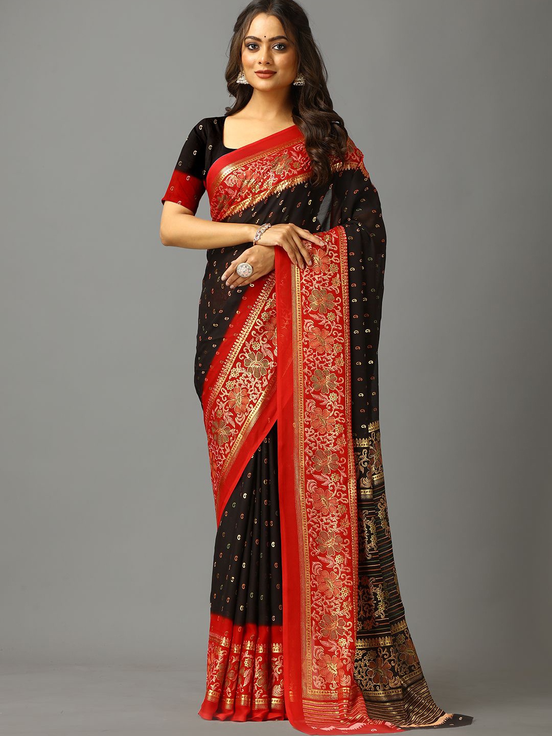 

NIRMAL CREATION Paisley Pure Crepe Saree, Blue