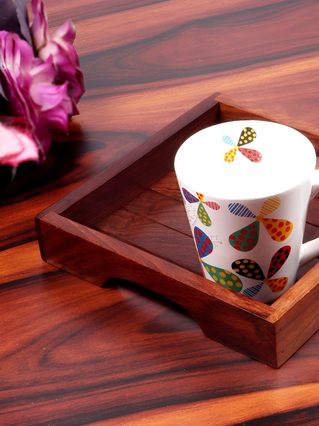 

Creation India Craft Brown Wooden Serving Tray