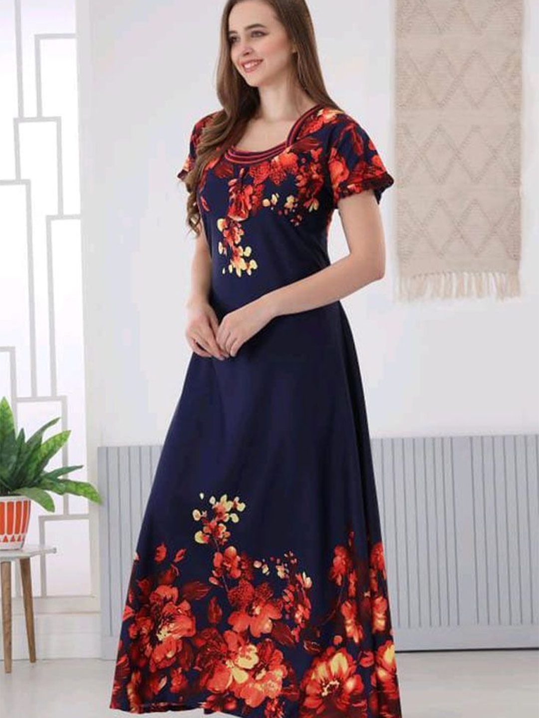 

PR PINK ROYAL Printed Maxi Nightdress, Black