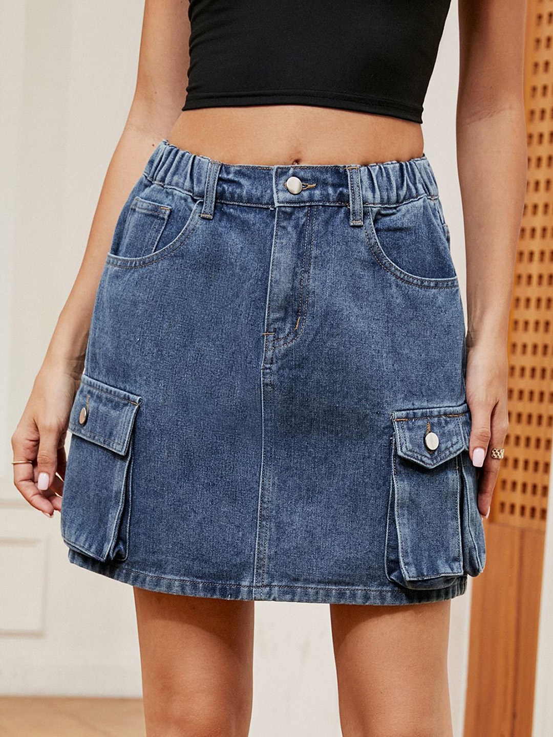 

StyleCast A-Line Above Knee Skirt, Blue