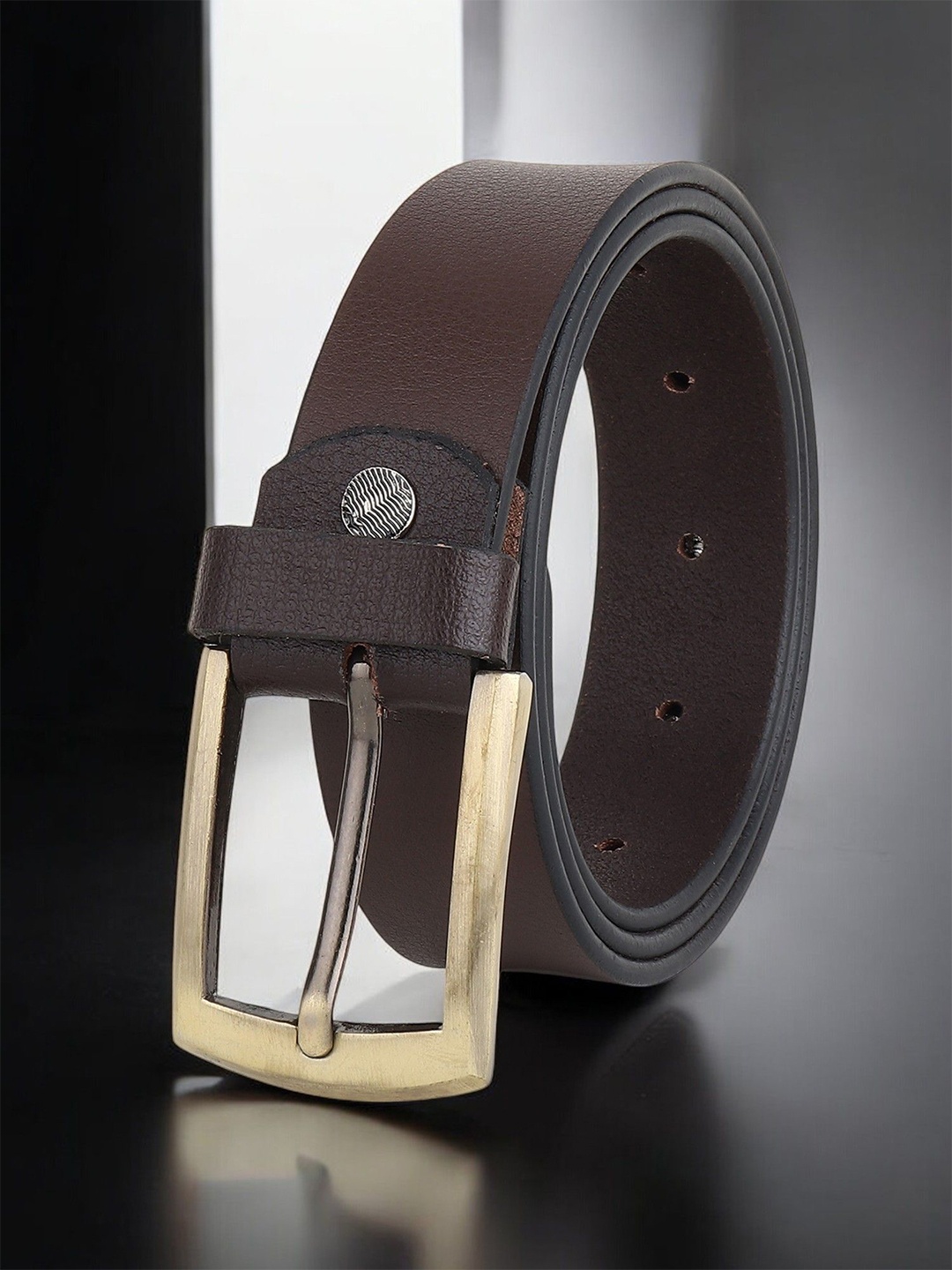 

Metronaut Men Textured Leather Formal Belt, Brown